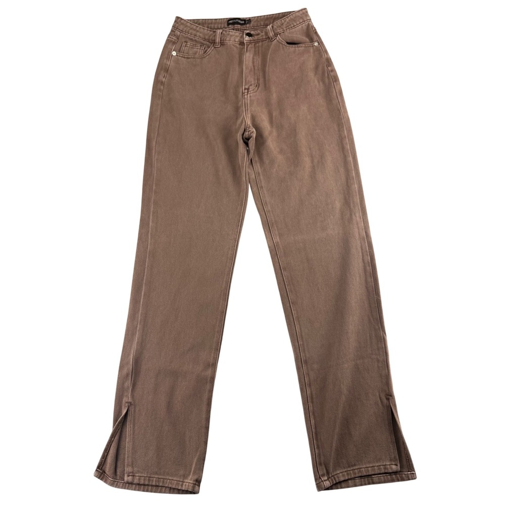 PrettyLittleThing Brown Split Hem Straight Leg Jeans High Rise Size 6 (26-31)
